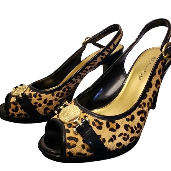 AK Anne Klein Women Shoes, iFlex Cheetah Print Fur Slingback Peep Toe Pumps 7.5 - Picture 1 of 10